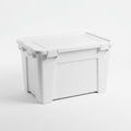 Large heavy-duty white plastic storage box with locking lid