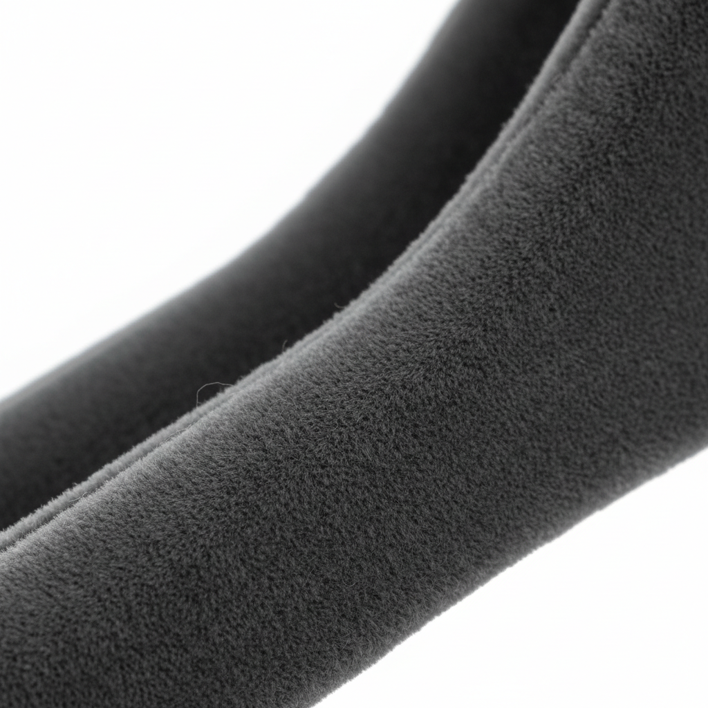Close-up of velvet non-slip surface texture on hanger