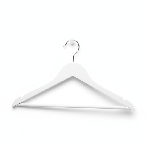 Lightweight plastic clothes hanger on white background